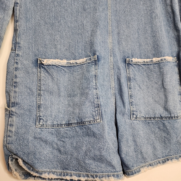 ZARA Denim Button-Up Long Sleeve Romper - Picture 8 of 8